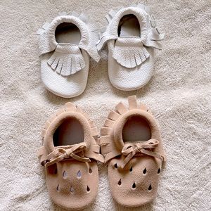 NWOT Bundle of baby leather moccasins 6-12m